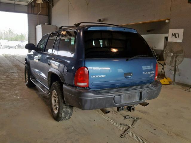 1D4HS38N53F522268 - 2003 DODGE DURANGO SP BLUE photo 3