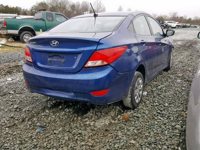 KMHCT4AE4GU062716 - 2016 HYUNDAI ACCENT SE BLUE photo 4