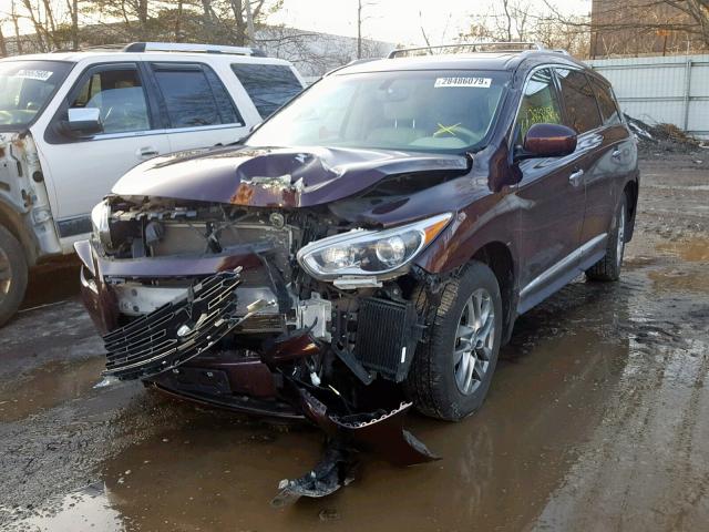 5N1AL0MM6DC338625 - 2013 INFINITI JX35 MAROON photo 2