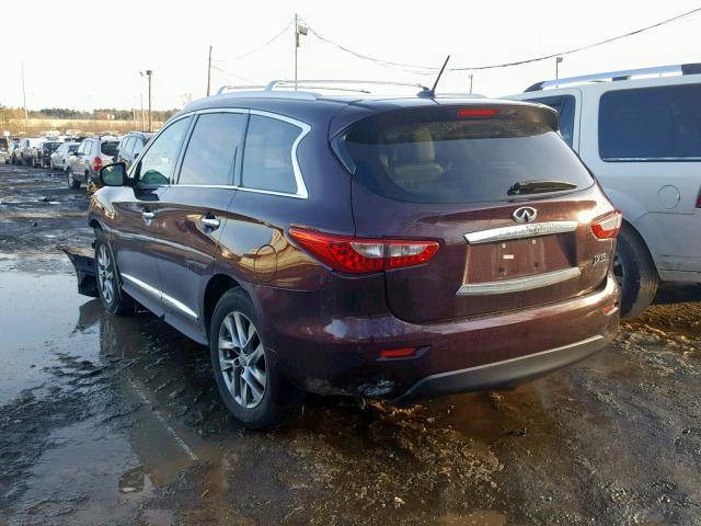 5N1AL0MM6DC338625 - 2013 INFINITI JX35 MAROON photo 3