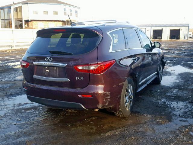 5N1AL0MM6DC338625 - 2013 INFINITI JX35 MAROON photo 4