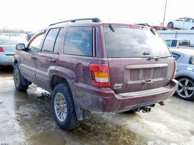 1J4GW58NX3C574838 - 2003 JEEP GRAND CHER MAROON photo 3