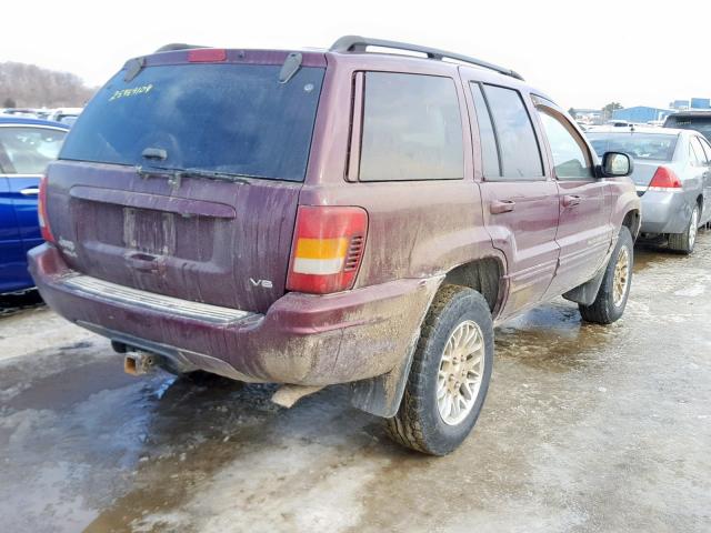 1J4GW58NX3C574838 - 2003 JEEP GRAND CHER MAROON photo 4