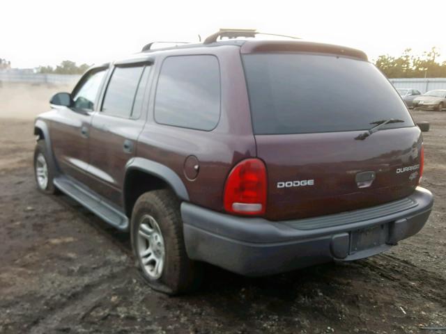 1D4HS38N03F624254 - 2003 DODGE DURANGO SP MAROON photo 3