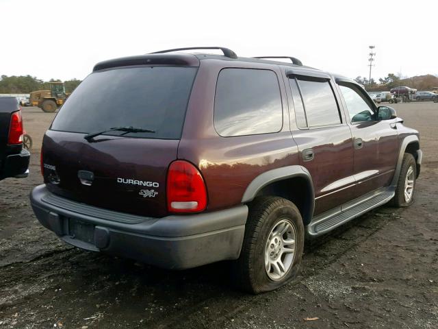 1D4HS38N03F624254 - 2003 DODGE DURANGO SP MAROON photo 4