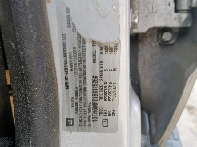 1GTH6MFE1B8115268 - 2011 GMC CANYON SLE SILVER photo 10