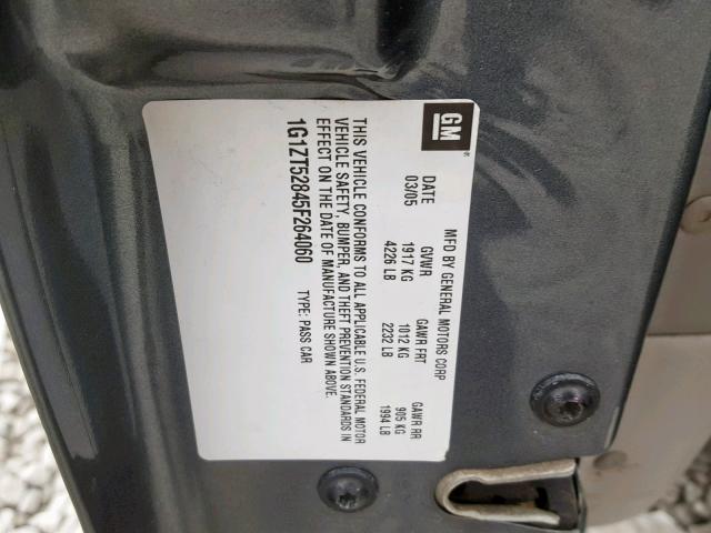 1G1ZT52845F264060 - 2005 CHEVROLET MALIBU LS GRAY photo 10