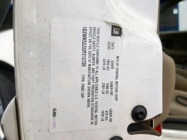 1G2WK52J32F212726 - 2002 PONTIAC GRAND PRIX 白色 照片 10