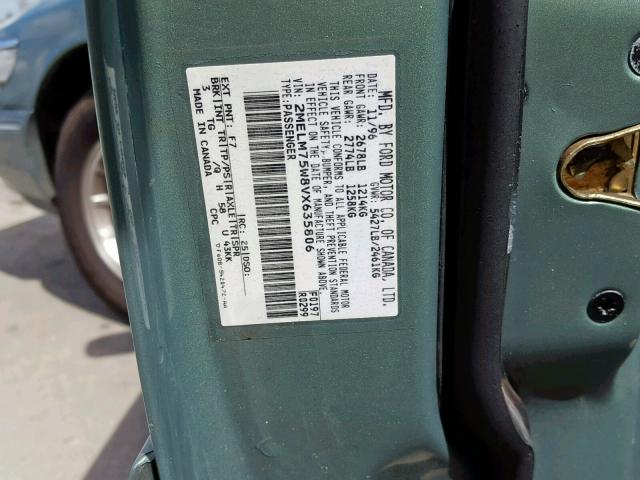 2MELM75W8VX635806 - 1997 MERCURY GRAND MARQ GREEN photo 10