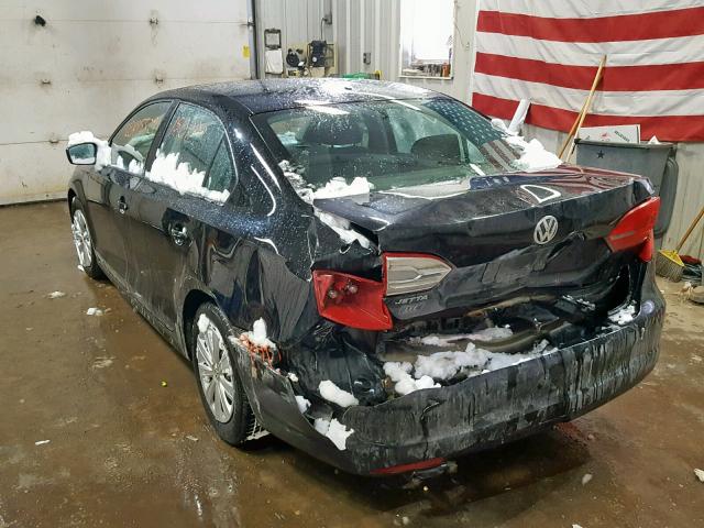 3VW2K7AJ2EM352551 - 2014 VOLKSWAGEN JETTA BASE BLACK photo 3