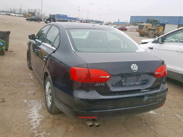 3VW2K7AJ8BM331909 - 2011 VOLKSWAGEN JETTA BASE Սև լուսանկար 3