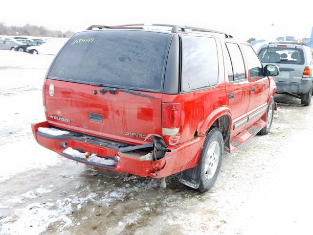 1GNDT13W9Y2306538 - 2000 CHEVROLET BLAZER RED photo 4