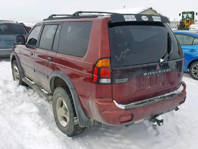 JA4MT31H9YP029878 - 2000 MITSUBISHI MONTERO SP MAROON photo 3