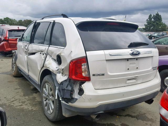 2FMDK3K91CBA09653 - 2012 FORD EDGE LIMIT WHITE photo 3