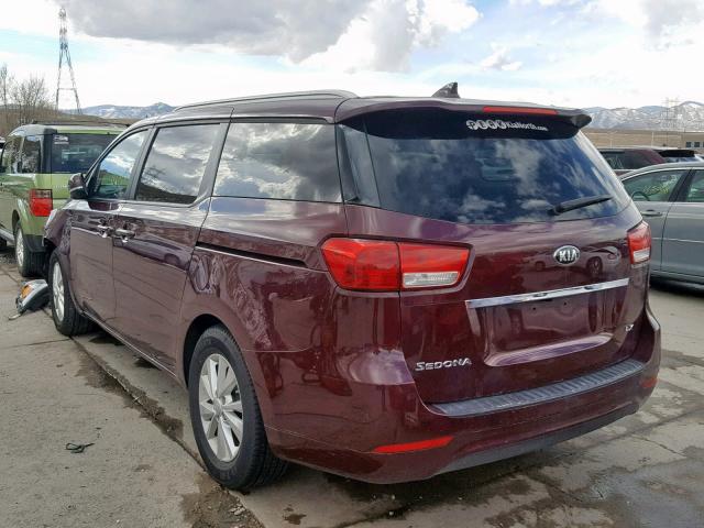 KNDMB5C13F6059577 - 2015 KIA SEDONA LX MAROON photo 3