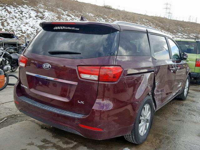 KNDMB5C13F6059577 - 2015 KIA SEDONA LX MAROON photo 4