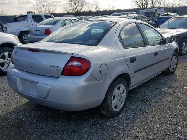 1B3ES26C73D140610 - 2003 DODGE NEON SE SILVER photo 4