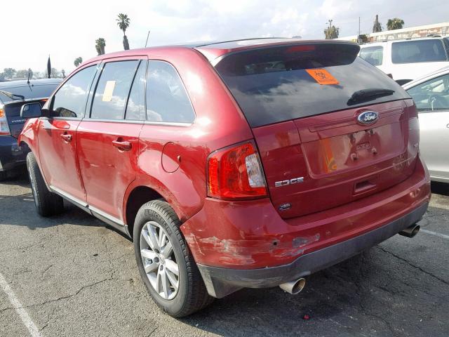 2FMDK3JC4EBB56467 - 2014 FORD EDGE SEL RED photo 3