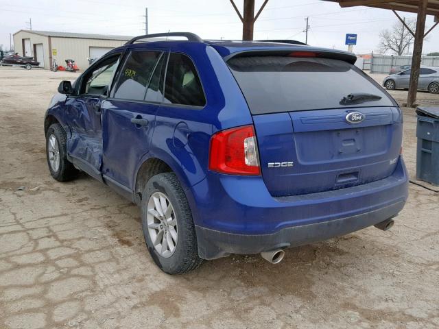 2FMDK3GC6DBC92430 - 2013 FORD EDGE SE BLUE photo 3