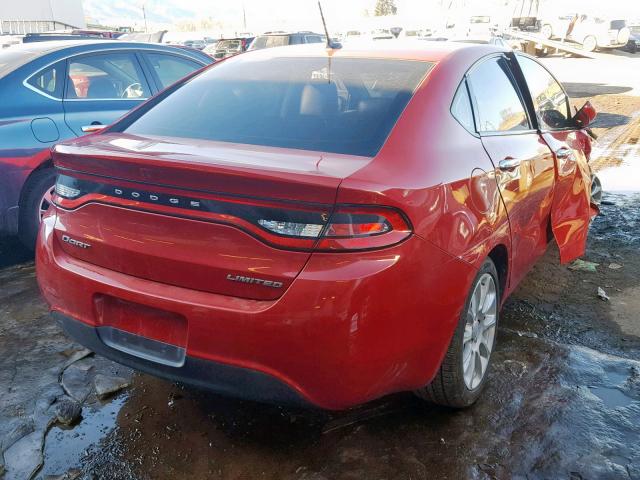 1C3CDFCA7DD216665 - 2013 DODGE DART LIMIT RED photo 4