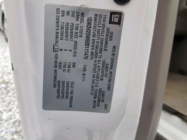 1GNDV23W68D111470 - 2008 CHEVROLET UPLANDER L Ağ foto 10