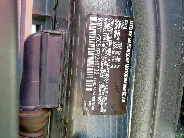 WBY1Z2C57FV286632 - 2015 BMW I3 BEV WHITE photo 10