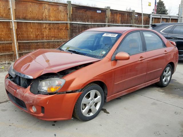 KNAFE221095025930 - 2009 KIA SPECTRA EX ORANGE photo 2