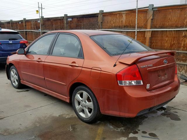 KNAFE221095025930 - 2009 KIA SPECTRA EX ORANGE photo 3