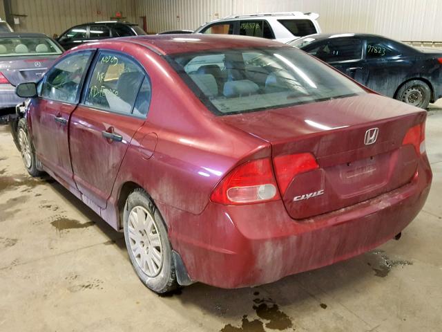 2HGFA16347H024257 - 2007 HONDA CIVIC DX BURGUNDY photo 3