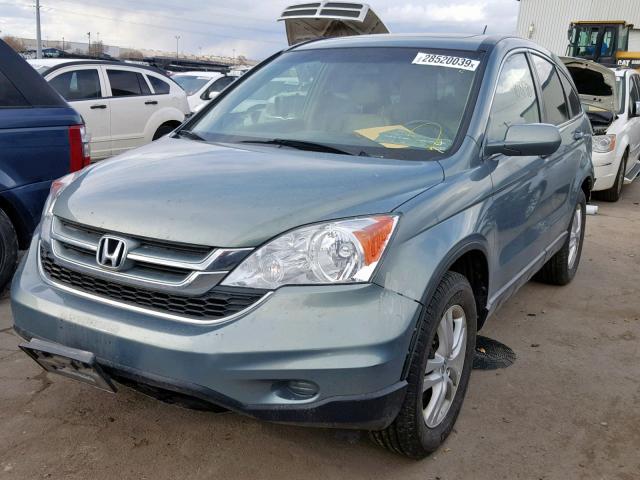 5J6RE4H74AL043297 - 2010 HONDA CR-V EXL GREEN photo 2