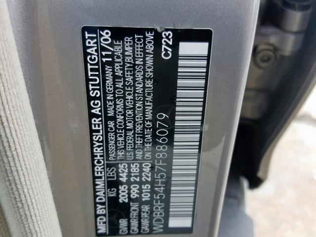 WDBRF54H57F886079 - 2007 MERCEDES-BENZ C 280 SILVER photo 10