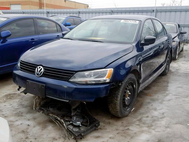 3VW2K7AJ9DM375422 - 2013 VOLKSWAGEN JETTA BASE BLUE photo 2