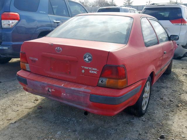 JT2EL56D7S0013277 - 1995 TOYOTA TERCEL DX RED photo 4