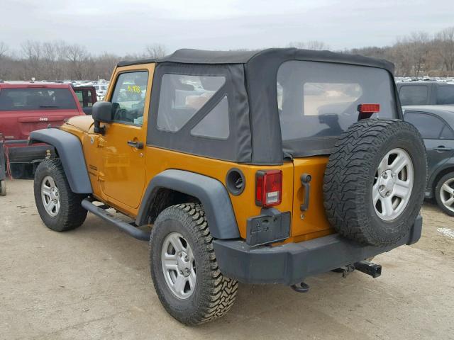 1C4AJWAG8EL247336 - 2014 JEEP WRANGLER S GOLD photo 3