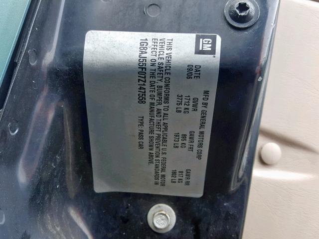 1G8AJ55F07Z147558 - 2007 SATURN ION LEVEL GREEN photo 10