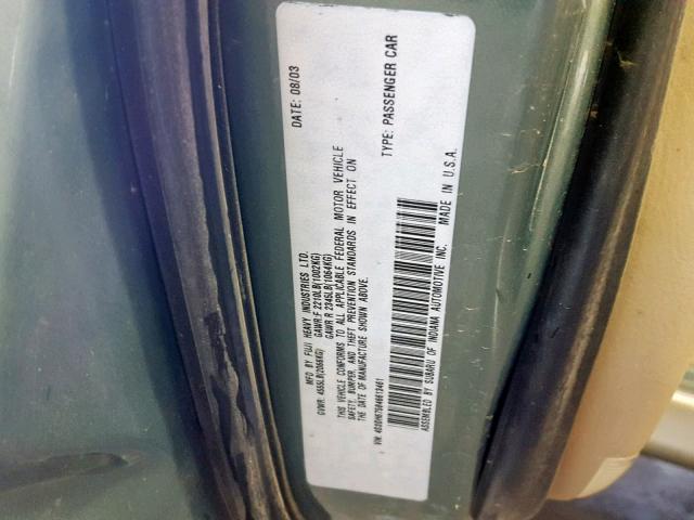 4S3BH675846613461 - 2004 SUBARU LEGACY OUT GREEN photo 10