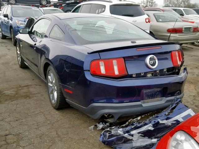 1ZVBP8CF8B5125866 - 2011 FORD MUSTANG GT BLUE photo 3