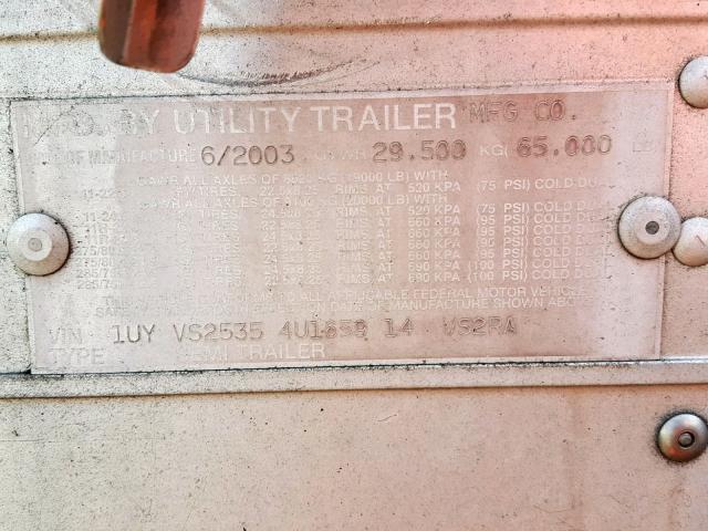 1UYVS25354U165914 - 2004 UTILITY TRAILER Ağ foto 10