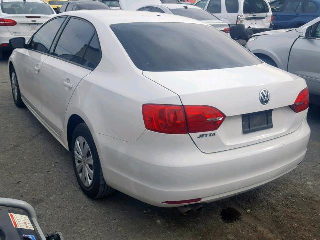 3VW2K7AJ4CM315434 - 2012 VOLKSWAGEN JETTA BASE WHITE photo 3