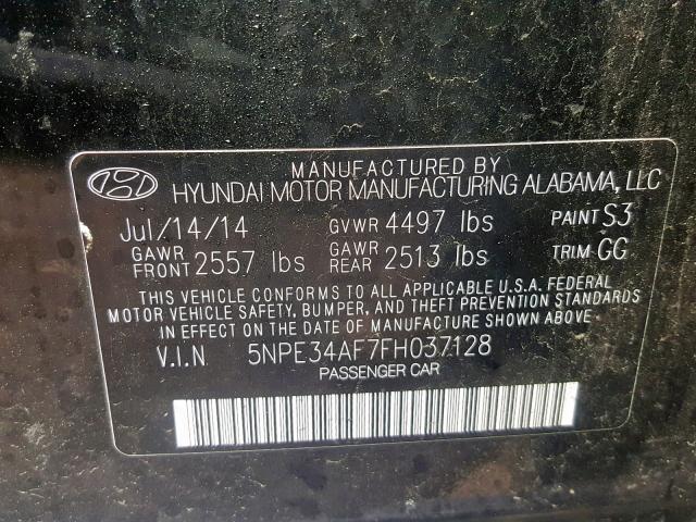 5NPE34AF7FH037128 - 2015 HYUNDAI SONATA SPO BLACK photo 10