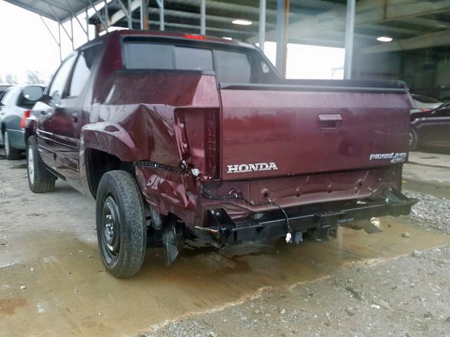 5FPYK1F56AB008149 - 2010 HONDA RIDGELINE RED photo 3