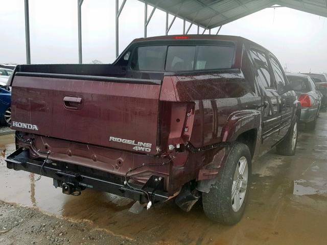 5FPYK1F56AB008149 - 2010 HONDA RIDGELINE RED photo 4