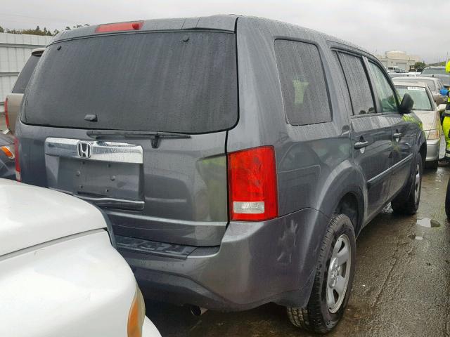 5FNYF3H28CB028739 - 2012 HONDA PILOT LX GRAY photo 4