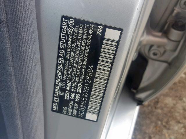 WDBJH65J0YB128884 - 2000 MERCEDES-BENZ E 320 SILVER photo 10