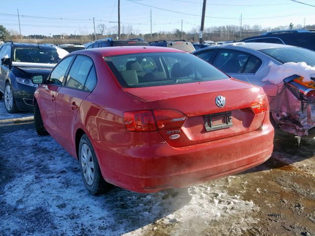 3VW1K7AJ6EM437999 - 2014 VOLKSWAGEN JETTA BASE RED photo 3