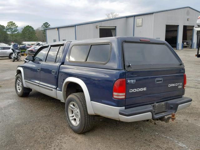 1D7HL48N74S524473 - 2004 DODGE DAKOTA QUA BLUE photo 3