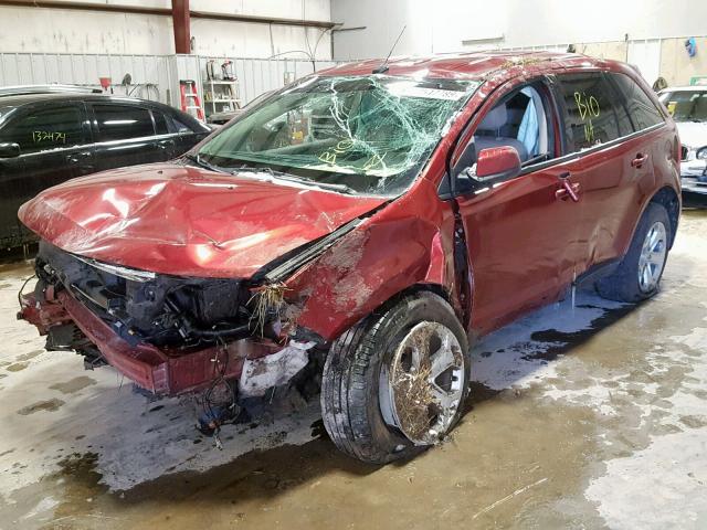 2FMDK4JC3EBB64744 - 2014 FORD EDGE SEL RED photo 2