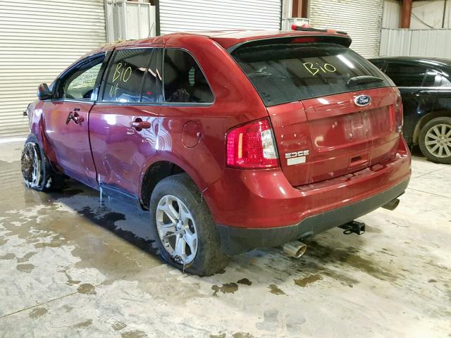 2FMDK4JC3EBB64744 - 2014 FORD EDGE SEL RED photo 3