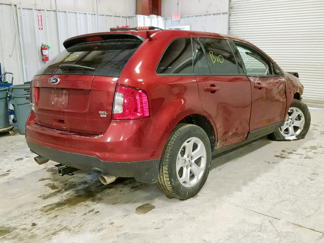 2FMDK4JC3EBB64744 - 2014 FORD EDGE SEL RED photo 4