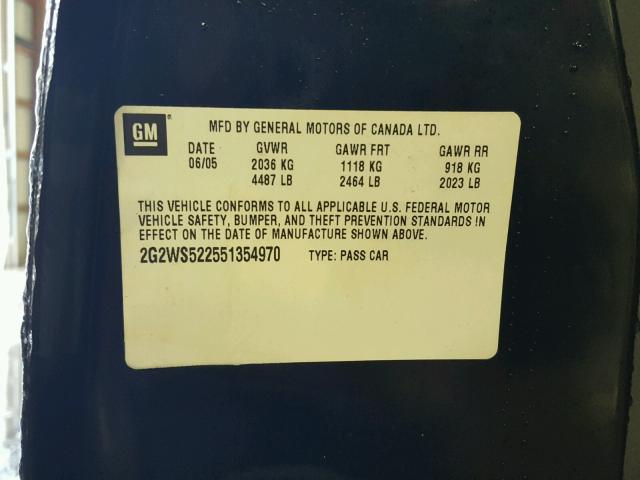 2G2WS522551354970 - 2005 PONTIAC GRAND PRIX BLACK photo 10